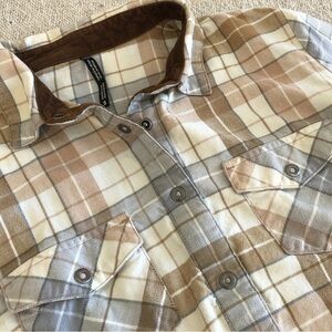 KUHL Tess Flannel Shirt Long Sleeve Snap Button Corduroy Trim Plaid Shirt Size S